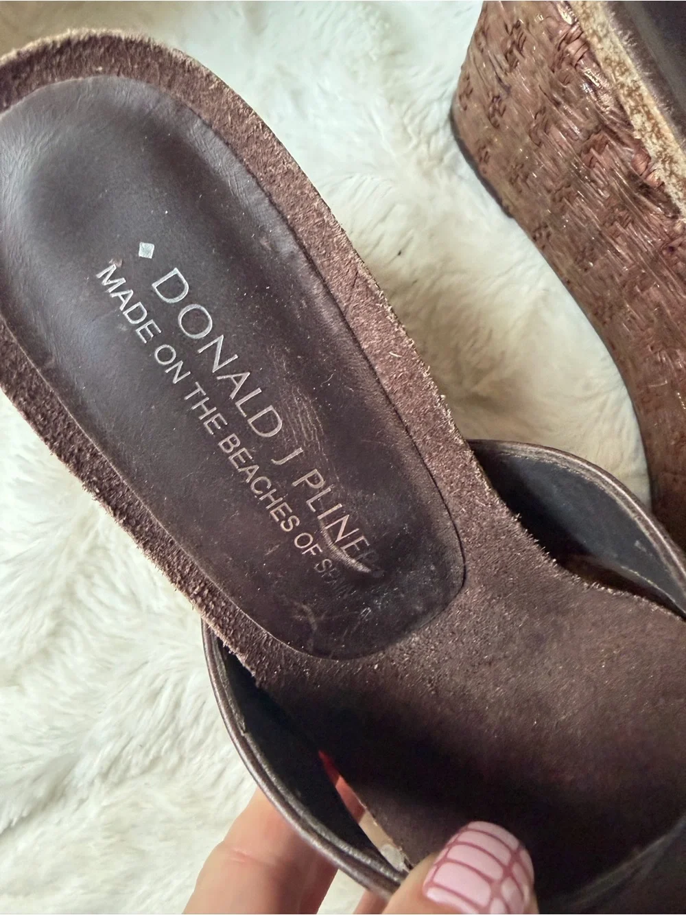 NEW!! Donald J. Pliner Brown Wedge Sandals with Cross Straps